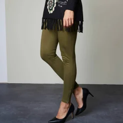 Legging bas de jambe zippé, taille élastiquée