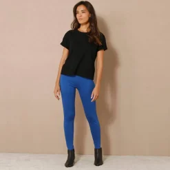 Legging bas de jambe zippé, taille élastiquée