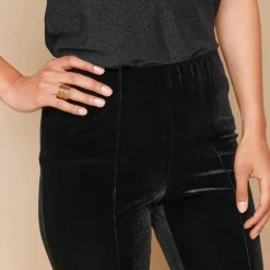 Legging bootcut taille élastiquée, maille velours