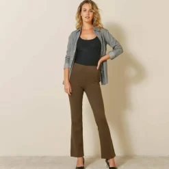 Legging bootcut uni, taille élastiquée