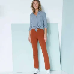 Legging bootcut uni, taille élastiquée