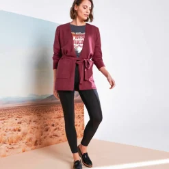 Legging plis piqués, taille élastiquée