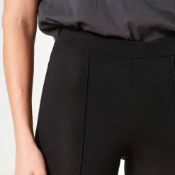 Legging plis piqués, taille élastiquée