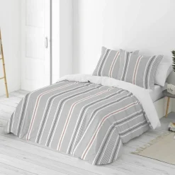 Linge de lit Alfred en coton imprimé rayures