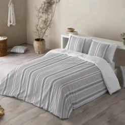 Linge de lit Alfred en coton imprimé rayures