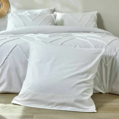 Linge de lit Amezia finition tufté en relief - coton lavé 57 fils/cm²
