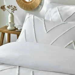 Linge de lit Amezia finition tufté en relief - coton lavé 57 fils/cm²