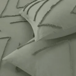 Linge de lit Amezia finition tufté en relief - coton lavé 57 fils/cm²
