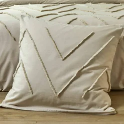 Linge de lit Amezia finition tufté en relief - coton lavé 57 fils/cm²