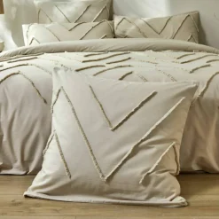 Linge de lit Amezia finition tufté en relief - coton lavé 57 fils/cm²