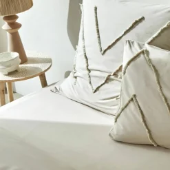 Linge de lit Amezia finition tufté en relief - coton lavé 57 fils/cm²
