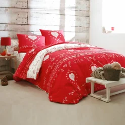 Linge de lit Anceny imprimé coeur - coton