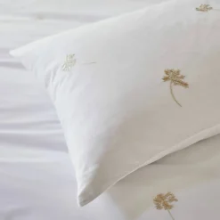 Linge de lit blanc brodé fleurs Colombine®