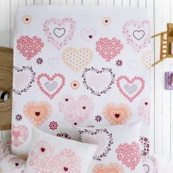 Linge de lit Candice en coton imprimé cœurs