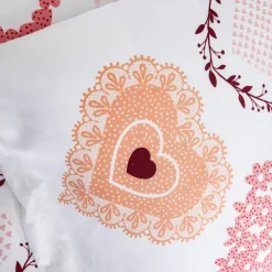 Linge de lit Candice en coton imprimé cœurs