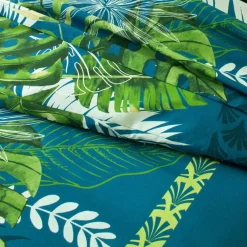 Linge de lit Cayenne en coton imprimé feuilles de palmiers