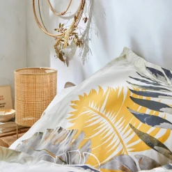 Linge de lit Cayenne en coton imprimé feuilles de palmiers