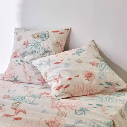 Linge de lit Coraux en coton imprimé