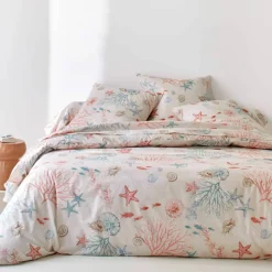 Linge de lit Coraux en coton imprimé