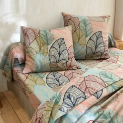 Linge de lit Elsa en polycoton à motifs feuilles