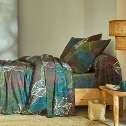Linge de lit Elsa en polycoton à motifs feuilles