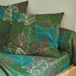 Linge de lit Elsa en polycoton à motifs feuilles