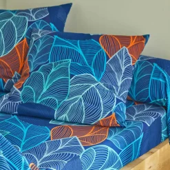 Linge de lit Elsa en polycoton à motifs feuilles
