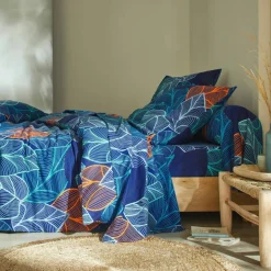 Linge de lit Elsa en polycoton à motifs feuilles
