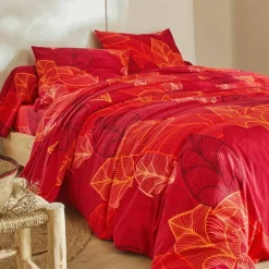 Linge de lit Elsa en polycoton à motifs feuilles