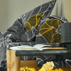 Linge de lit Elsa en polycoton à motifs feuilles