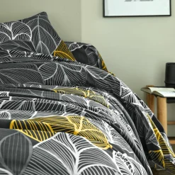 Linge de lit Elsa en polycoton à motifs feuilles