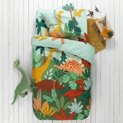 Linge de lit enfant Jurassi coton - Imprimé dinosaure