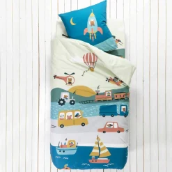 Linge de lit enfant Trafic imprimé voitures - coton