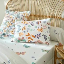 Linge de lit Envolée en coton à motifs papillons