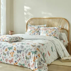 Linge de lit Envolée en coton à motifs papillons