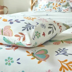 Linge de lit Envolée en coton à motifs papillons