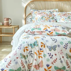 Linge de lit Envolée en coton à motifs papillons