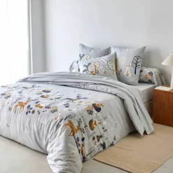 Linge de lit Forêt, en coton imprimé