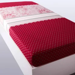 Linge de lit Gabrielle en coton imprimé pois, fleurs et dentelle