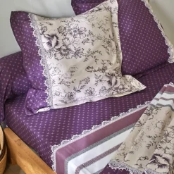 Linge de lit Gabrielle flanelle, imprimé fleurs et dentelle