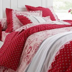 Linge de lit Gabrielle flanelle, imprimé fleurs et dentelle