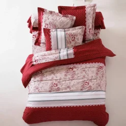 Linge de lit Gabrielle flanelle, imprimé fleurs et dentelle