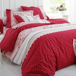 Linge de lit Gabrielle flanelle, imprimé fleurs et dentelle