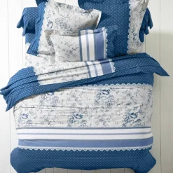 Linge de lit Gabrielle flanelle, imprimé fleurs et dentelle