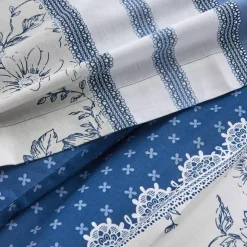 Linge de lit Gabrielle flanelle, imprimé fleurs et dentelle