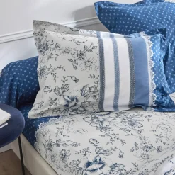 Linge de lit Gabrielle flanelle, imprimé fleurs et dentelle