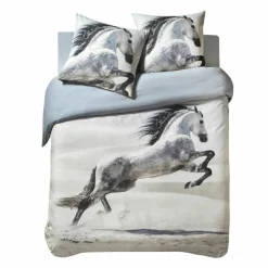 Linge de lit Galop imprimé chevaux, coton
