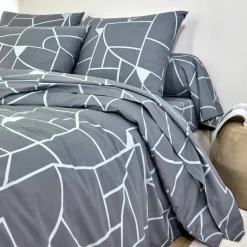 Linge de lit Geoffroy en coton à motifs graphiques
