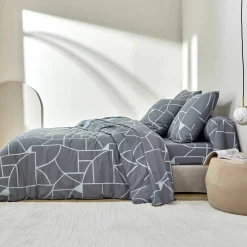 Linge de lit Geoffroy en coton à motifs graphiques
