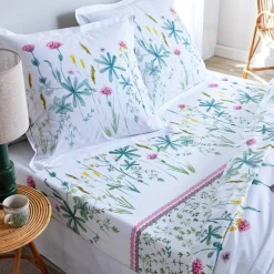 Linge de lit Julie en coton imprimé herbier